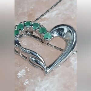 Natural Emerald Heart Pendant Sterling Silver✨🥰